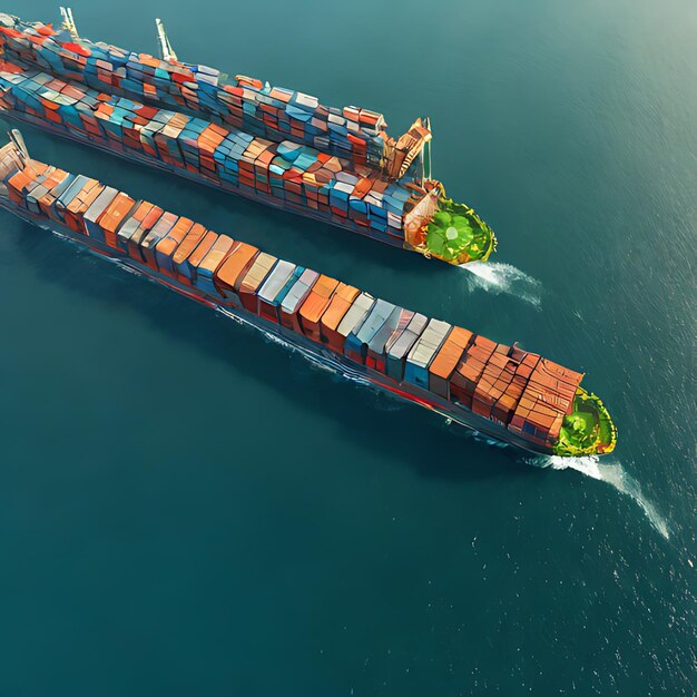 a container ship is carrying cargo ships in the water