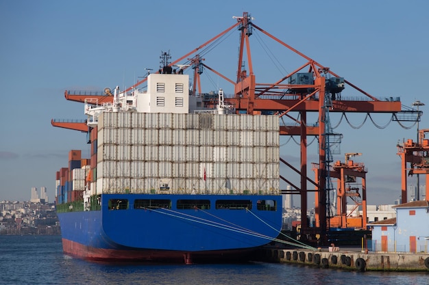 Container Ship is loading in a port