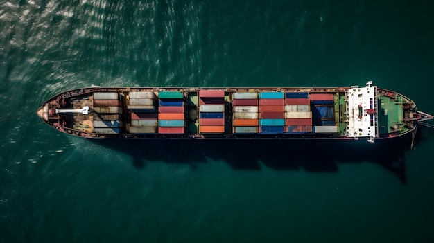 A container ship in the ocean