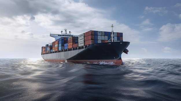 Container Ship in the sea Generative Ai