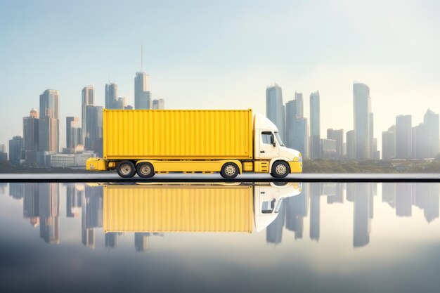 a container truck on road