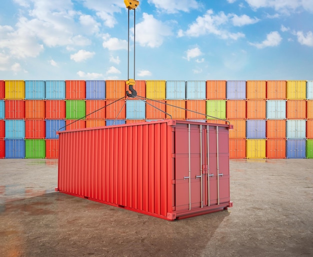 Container with hook at container port