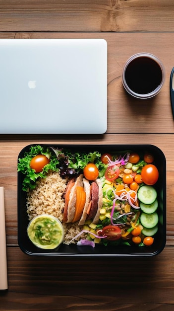 Photo container with tasty food