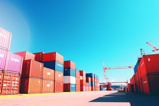 Container Yard on port Global Business Logistics import export goods of freight carrier industrial p