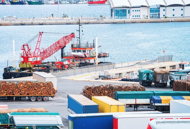 Containers at the port of cagliari, sardinia, italy