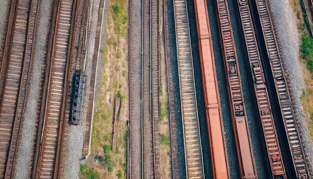 Containers and railways above view