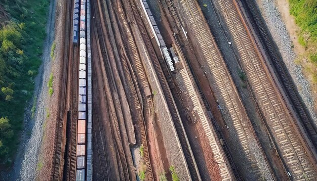 Containers and railways above view