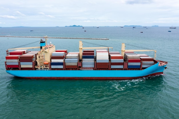 Containers ship cargo logistic transportation import export international sailing in sea