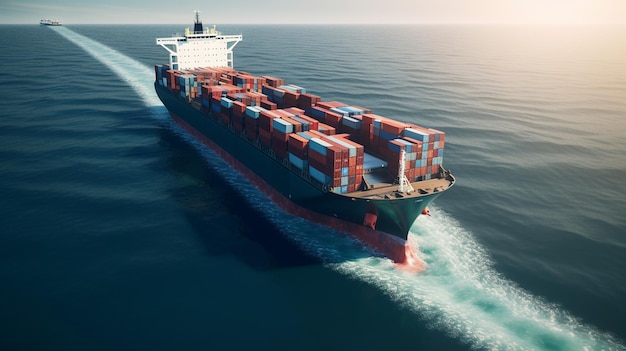 Containerschip in zee Generatieve Ai