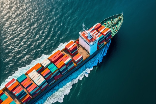 Containerschip met container voor import en exportGenerative Ai