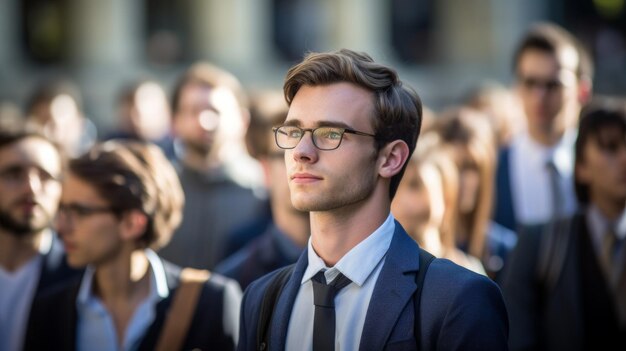 Contemplatieve politoloog academische kleding diverse groep daglicht