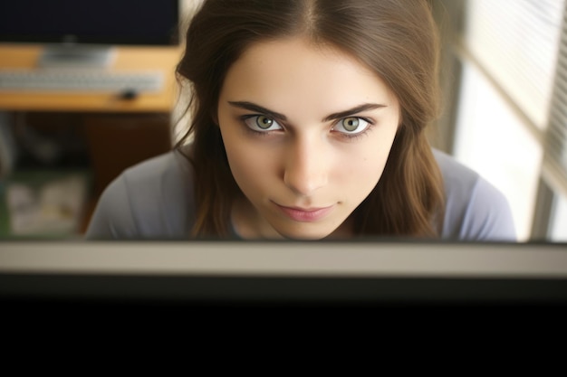 Photo contemplative multiracial employee in her workplace