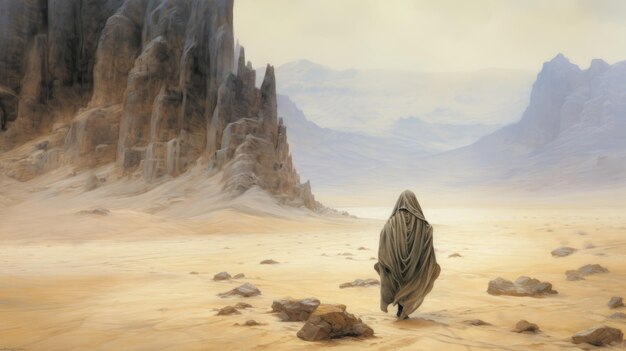 Photo contemplative scenes a close view of the desert by alan lee