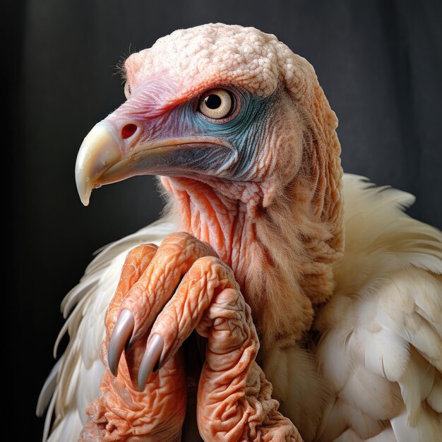 Photo contemplative vulture against a white backdrop