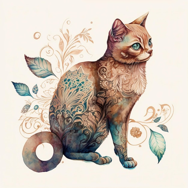 Современное абстрактное искусство кошки с красочной цветовой текстурой