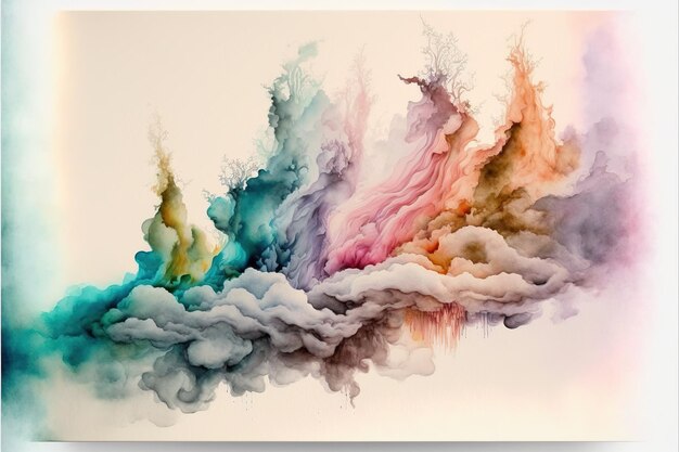 Contemporary abstract colorful smoke ink in the shape