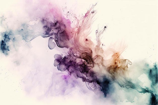 Contemporary abstract colorful smoke ink in the shape