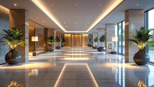 Foto contemporary and pristine entrance hall in a public station or convention center lobby concept public spaces contemporary design entrance hall pristine interiors convention center lobby