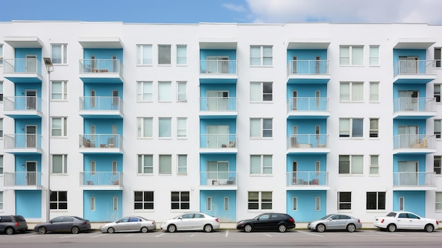 Contemporary Apartment Complex Facade with Balconies