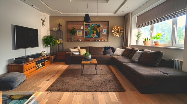 Photo contemporary apartment home interior concept cozy