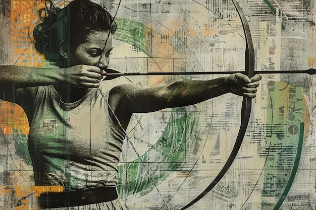 Contemporary Art Collage of Archer in Precision