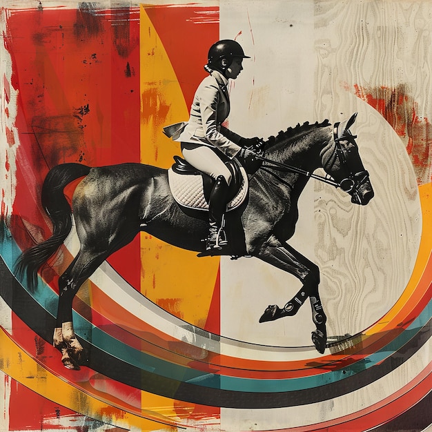 Photo contemporary art collage of equestrian harmony