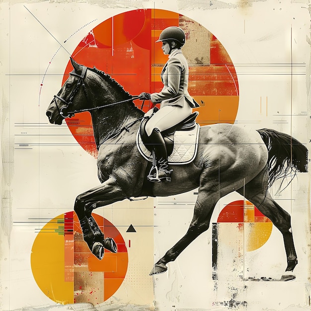 Photo contemporary art collage of equestrian harmony