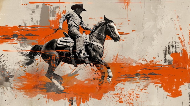 Contemporary Art Collage of Lively Texas Rodeo