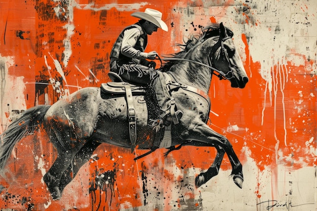 Contemporary Art Collage of Lively Texas Rodeo