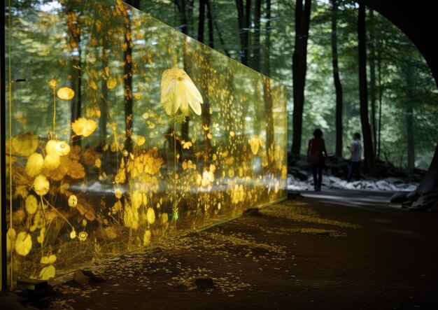 A contemporary artinspired photograph of a nature trail transformed into an interactive art