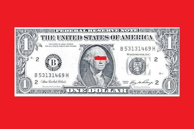 Photo contemporary artwork red background with bw banknote digital texture backdrop trendy pop art fun