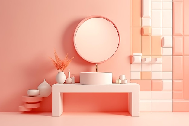 Современный минималистичный дизайн ванной комнаты Oasis для релаксации и стиля Ai