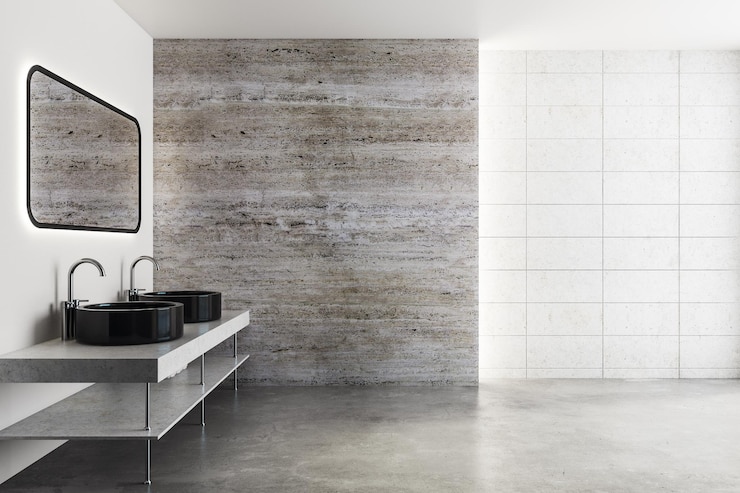 Photo contemporary bathroom with copyspace
