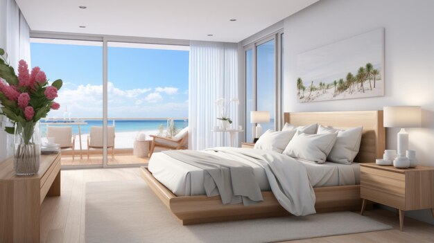 contemporary bedroom HD 8K wallpaper Stock Photographic Image