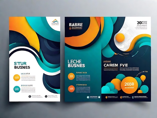 Photo contemporary business flyer template with abstract design for modern enterprises