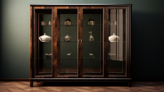 Contemporary Classicism Beautiful Wood Display Cabinet With Artistic Details