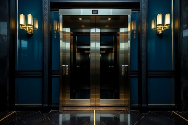 Contemporary Closed Door Modern Elevator Generative Ai