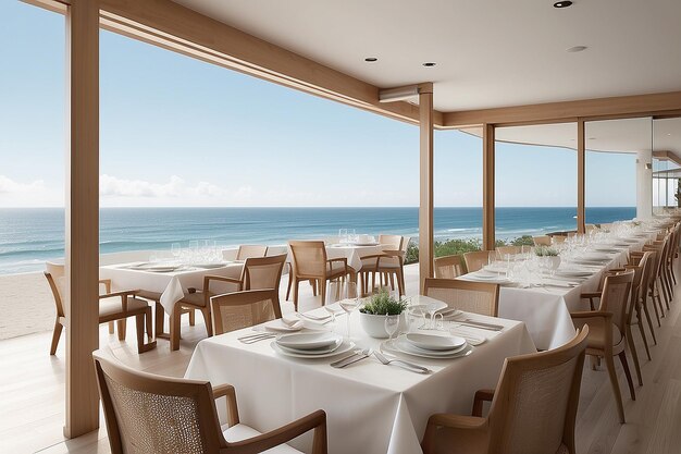 Contemporary Coastal Dining Oceanfront Views Minimalist Luxury Seaside Gastronomy