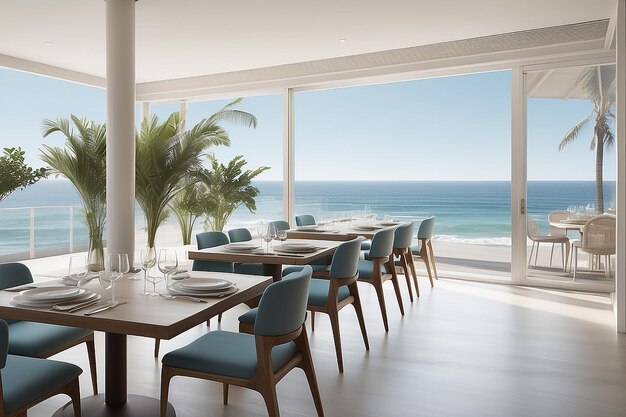 Photo contemporary coastal dining oceanfront views minimalist luxury seaside gastronomy