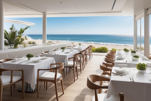 Photo contemporary coastal dining oceanfront views minimalist luxury seaside gastronomy