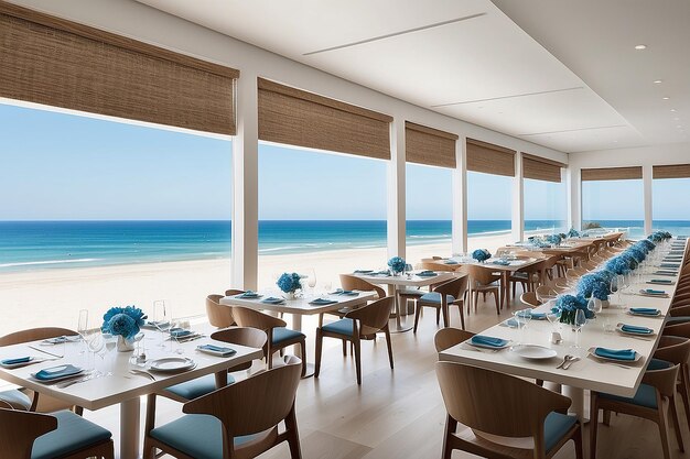 Photo contemporary coastal dining oceanfront views minimalist luxury seaside gastronomy