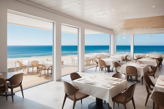 Photo contemporary coastal dining oceanfront views minimalist luxury seaside gastronomy