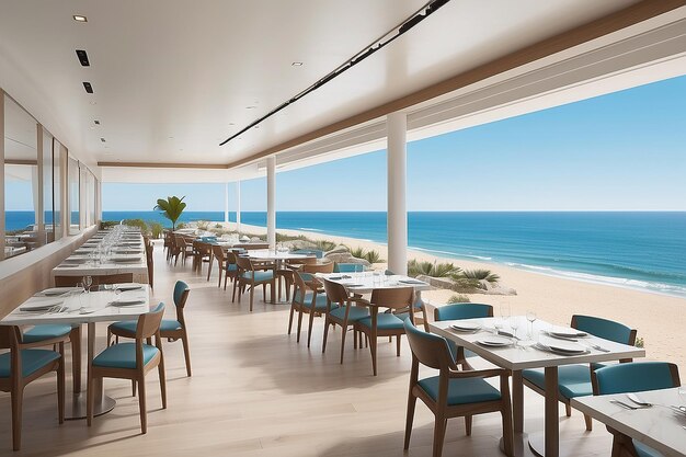 Photo contemporary coastal dining oceanfront views minimalist luxury seaside gastronomy