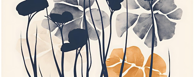 현대 콜라지 식물학 미니멀리즘 벽화 포스터