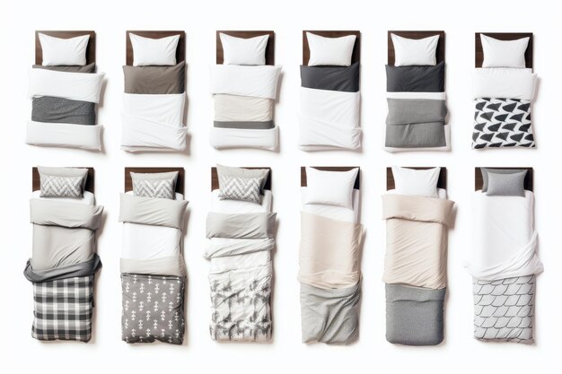 Photo contemporary collection 15 monochrome and colorful beds with pillows headboards and blankets iso