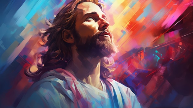 Contemporary and colorful art of jesus christ