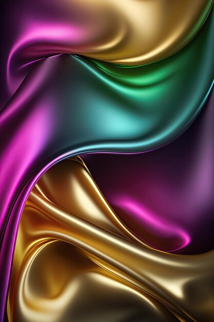 Photo contemporary colors abstract shiny plastic silk or satin wavy background luxurious and glamorous trendy design generative ai