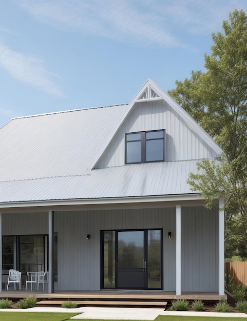 Contemporary country house with a modern gray facade