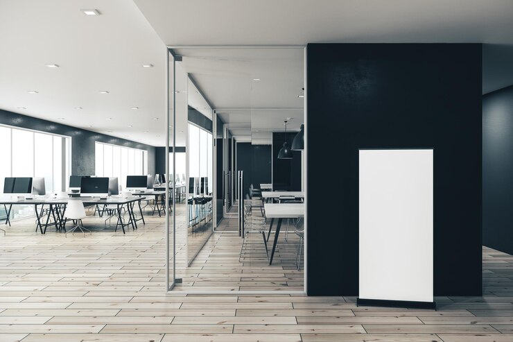 Photo contemporary coworking office interior