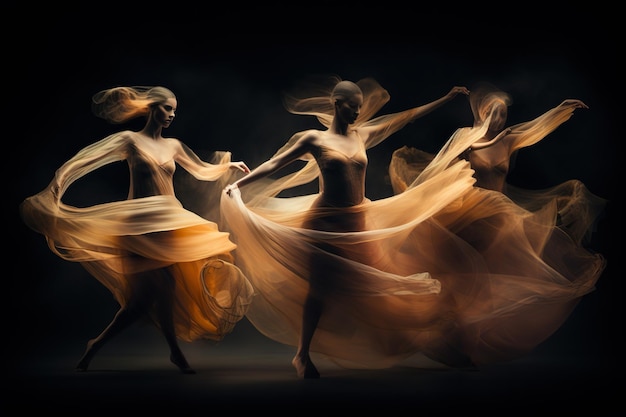современные танцоры очень длинная выдержка очень сильное размытие изображения абстрактный снимок низкая скорость темный фон